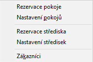 Zobrazení menu Recepce v pokladním systému AWIS