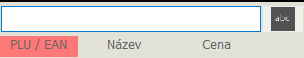 Lišta pro vyhledávání v pokladním systému AWIS