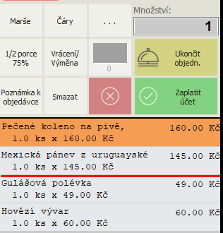 Namarkované pokrmy v pokladním systému AWIS